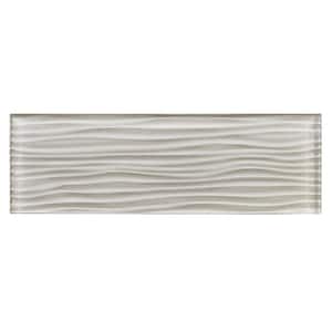 Enchant Parade Molt Light Gray Glossy 4 in. x 12 in. Glass Textured Subway Wall Tile (3.26 sq. ft./Case)
