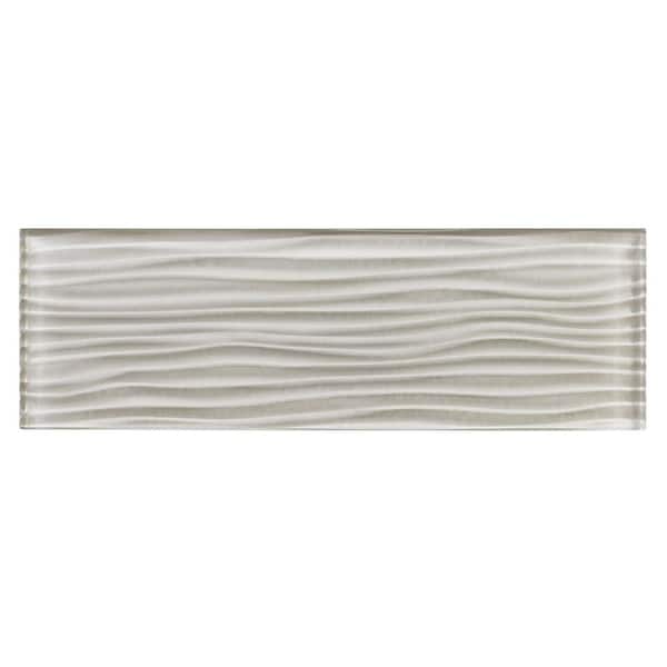 Enchant Parade Molt Light Gray Glossy 4 in. x 12 in. Glass Textured Subway Wall Tile (3.26 sq. ft./Case)