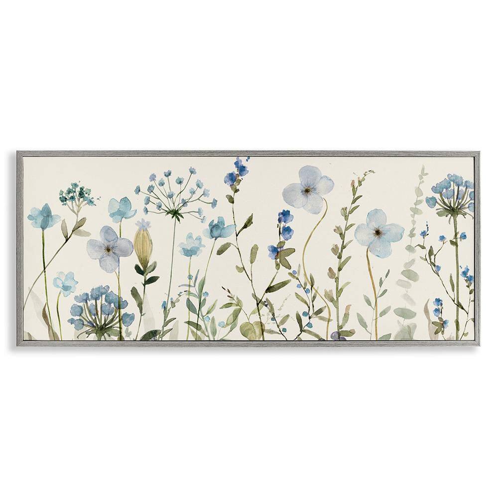Soft Blue Botanicals Garden by Livi Finn 1 Piece Gray Framed Nature Giclee Art Print 13 in. x 30 in. price history on PriceWatchPro
