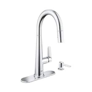 Veletto Single-Handle Pull-Down Sprayer Kitchen Faucet with Soap Dispenser in StarLight Chrome