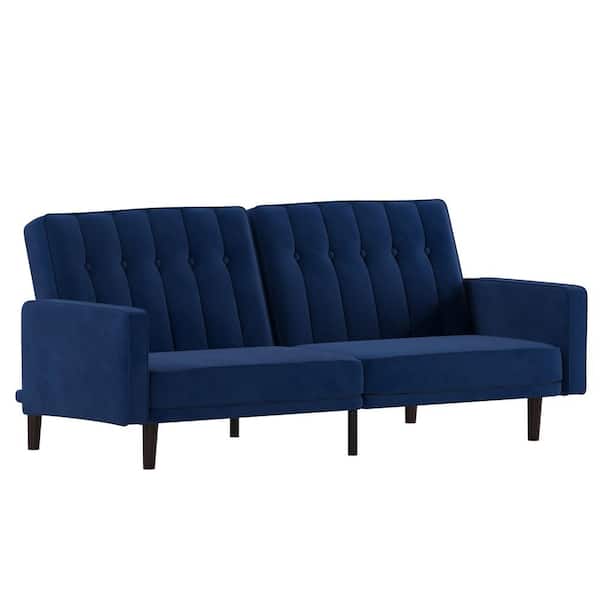 TAYLOR + LOGAN 75.5 in Square Arm Fabric Living Room Sofa in Blue