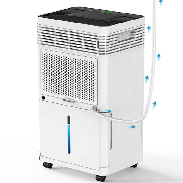 140 pt. 7,000 sq.ft. Commercial Dehumidifiers with Pump for Basement in White with Bucket, Drain Hose, Continuous Run