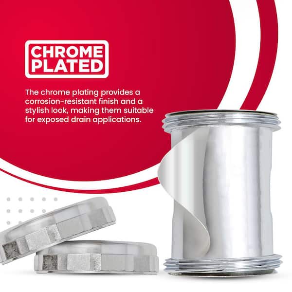 PLUMBFLEX 1-1/2 In. Utility/ Milwaukee P-Trap For Tubular Drain Applications 17ga Chrome Plated Brass 81821