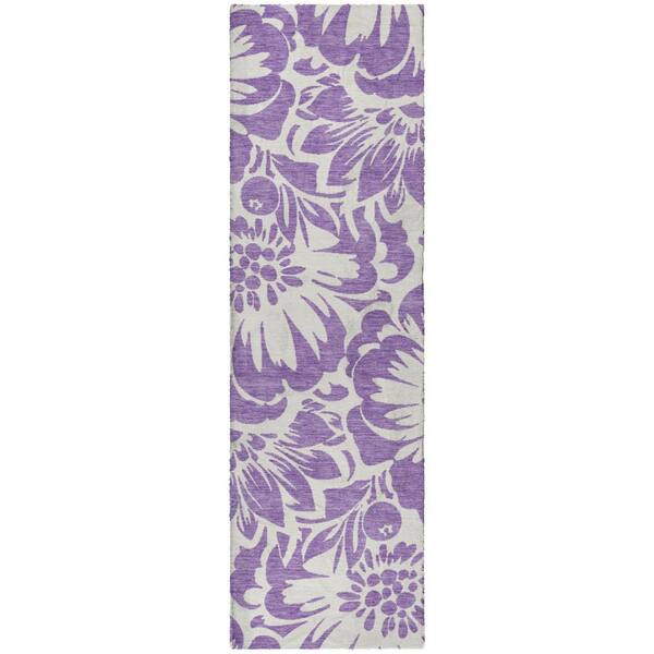 Dream Shag Premium Machine Washable Abstract ADS551 Purple 2 ft. x 7 ft. Runner Rug