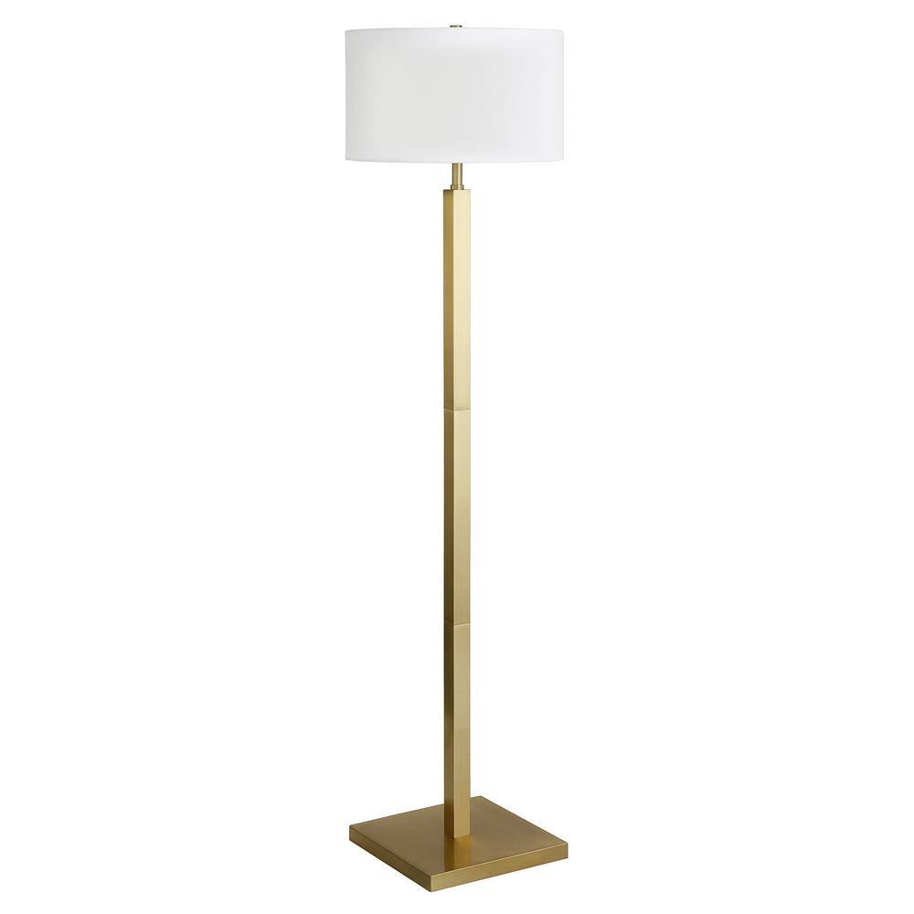 HomeRoots 62.32 in. Gold and White 1 1-Way (On/Off) Standard Floor Lamp ...