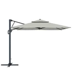 10 ft. Aluminum and Steel Cantilever Outdoor Patio Umbrella in Gray