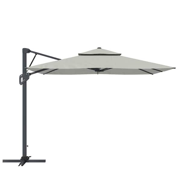 Boyel Living 10 ft. Patio Cantilever Umbrella with Cover Tilt Adjustment and Ruffled Edge-Gray