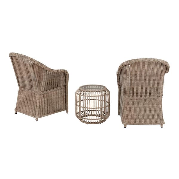 StyleWell Florence 3-Piece Wicker Outdoor Patio Bistro Set with Blue  Cushions 65-MH313 - The Home Depot