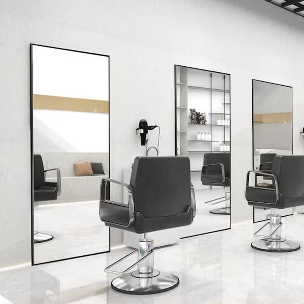 Sxiawe 22 in. W x 65 in. H Modern Rectangular Frame Aluminum Alloy Black Oversized Standing Mirror Floor Mirror