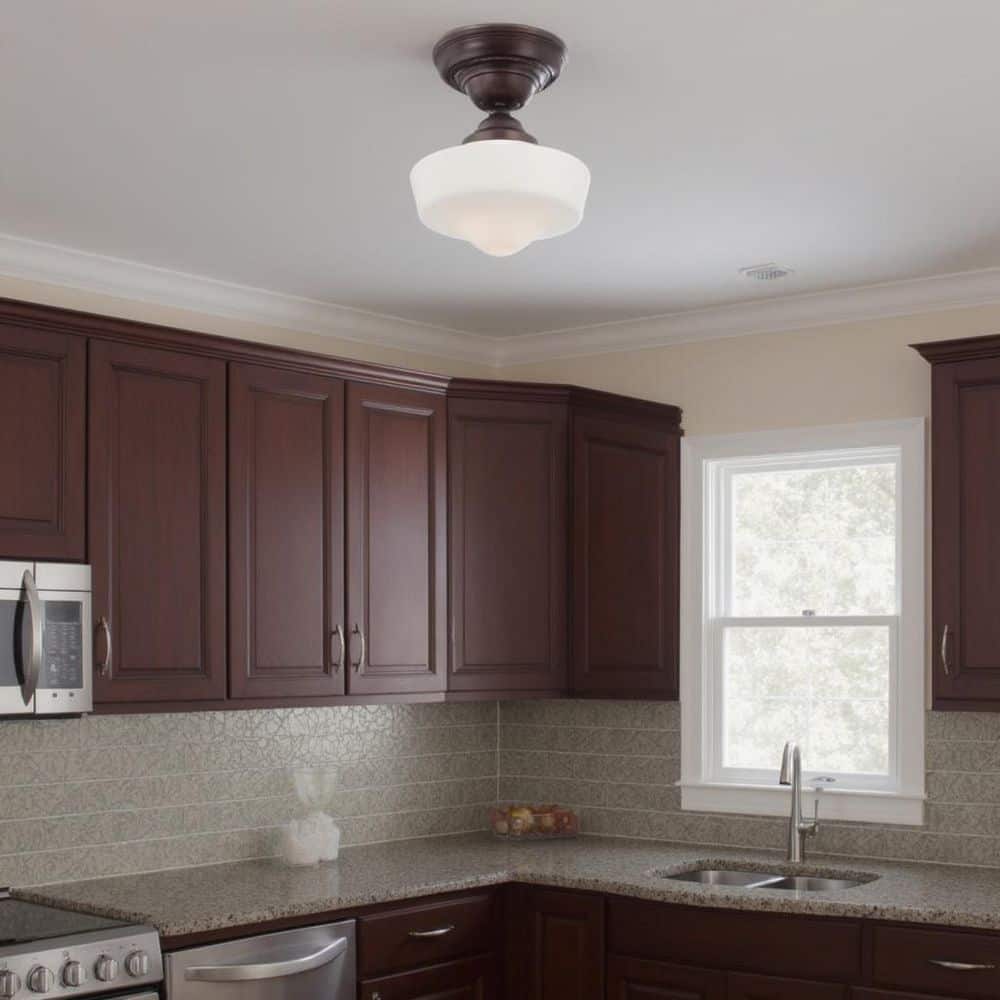 Brushed Bronze Opal Glass Semi-Flush Mount Light