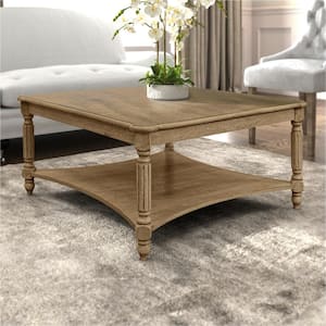 Marcello 33.1 in. Spray Paint Oak Square Solid Wood Top Coffee Table