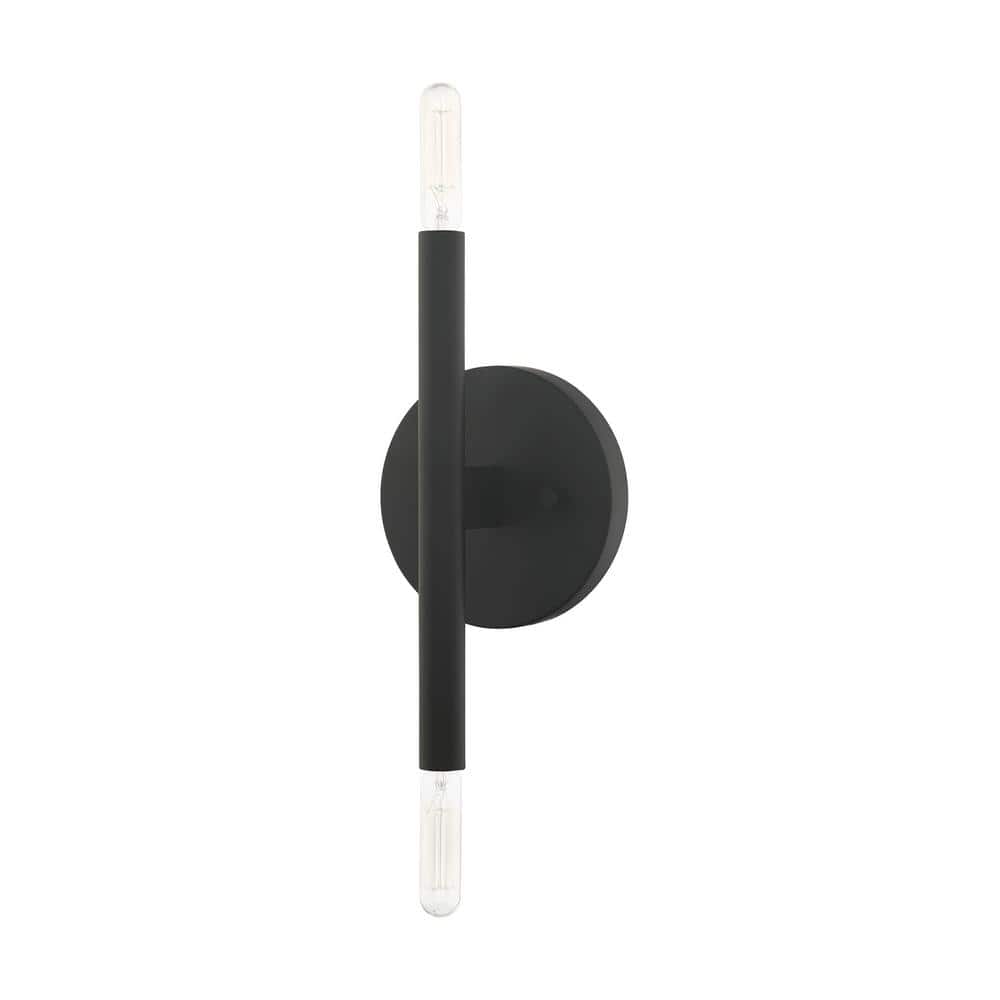 Copenhagen Mid-Century Modern Black and Bronze 2-Light Wall Sconce