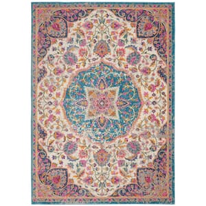 Passion Ivory/Multi 7 ft. x 10 ft. Persian Medallion Transitional Area Rug