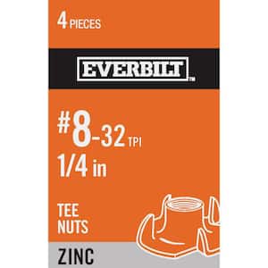 #8-32 Zinc-Plated Steel Coarse Tee Nuts (4 per Pack)