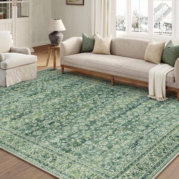 HaiiMeid Secret Garden Green Vintage 8 ft. x 10 ft