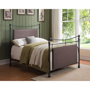 Signature Home Upholstered Brown Metal Frame King Platform Bed with four legs Dimensions: 80 in. W x 84 in. L x 51 in. H