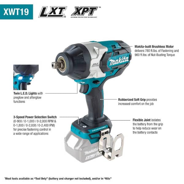 18-Volt LXT Lithium-Ion Brushless Cordless 3-Speed 1/2 in. Impact Wrench Kit w/Detent Anvil, 5.0Ah