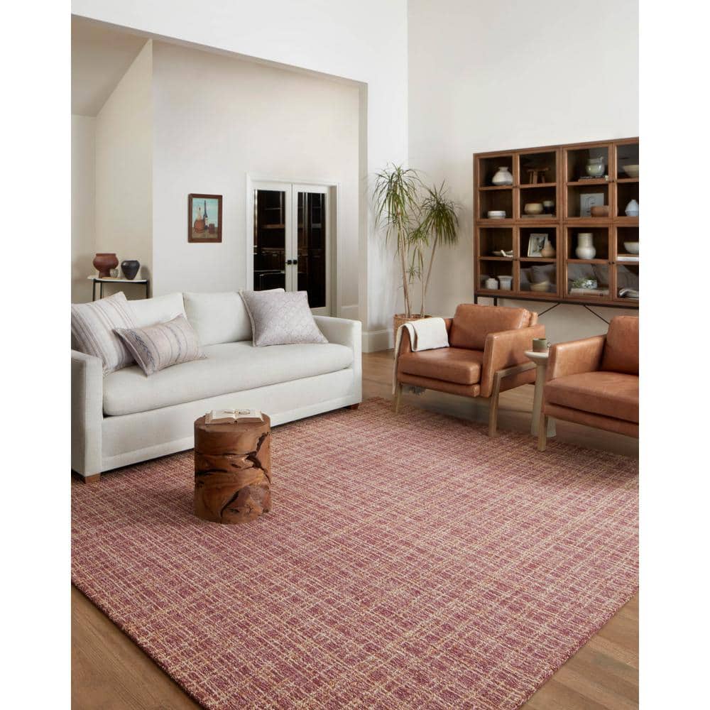 Berry & Natural Hand-Tufted Wool Runner Rug 2'6" x 9'9"
