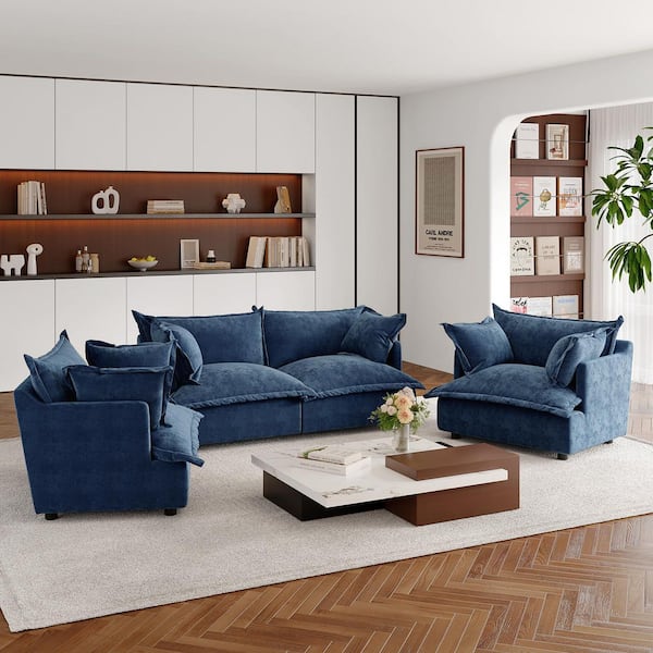 Uixe 103.93 in. Square Arm 4-Piece Corduroy Rectangle Sectional