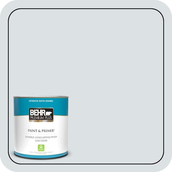 BEHR PREMIUM PLUS 1 qt. #ECC-32-2 Beach Wind Satin Enamel Low Odor Interior Paint & Primer