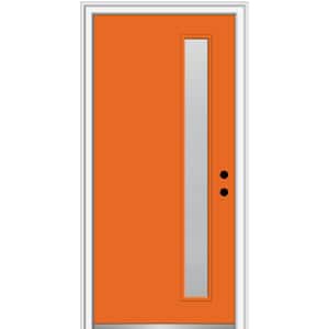 30 in. x 80 in. Viola Left-Hand Inswing 1-Lite Frosted Glass Painted Fiberglass Prehung Front Door on 4-9/16 in. Frame