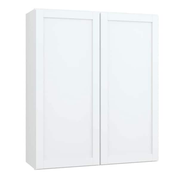 Hampton Bay Courtland 36 in. W x 12 in. D x 42 in. H Assembled Shaker Wall Kitchen Cabinet in Polar White