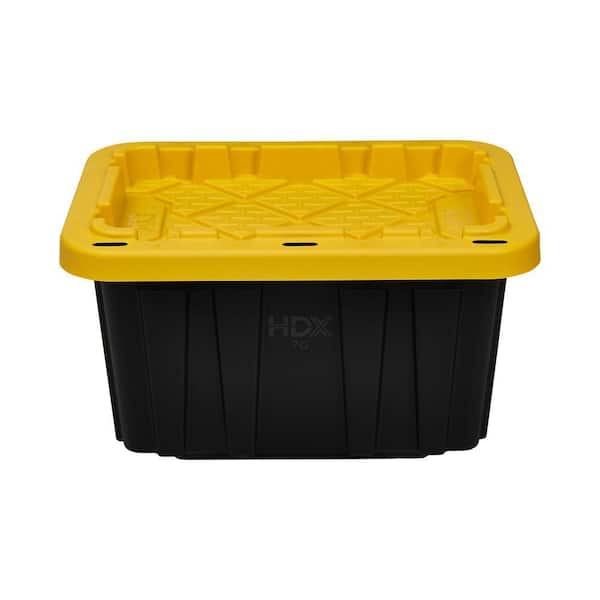 HDX 7 Gal. Tough Storage Tote in Black with Yellow Lid 999-7G-HDX