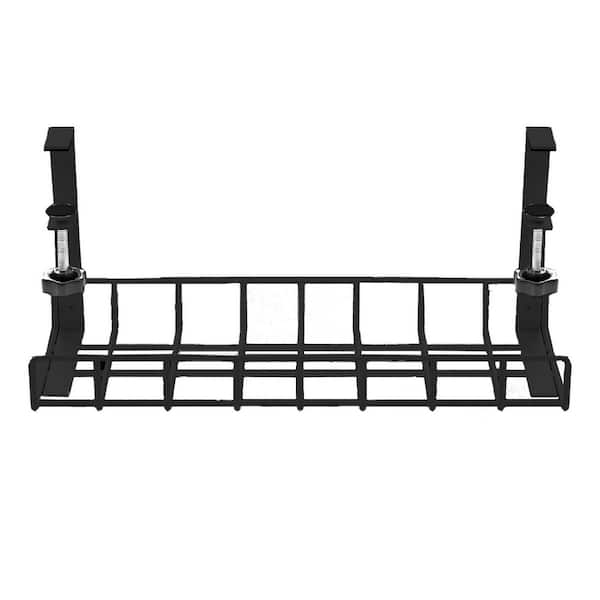 Under Desk Cable Management Tray with Upgraded Clamp 31.4 Metal Cord Organizer Black 2 Pack
