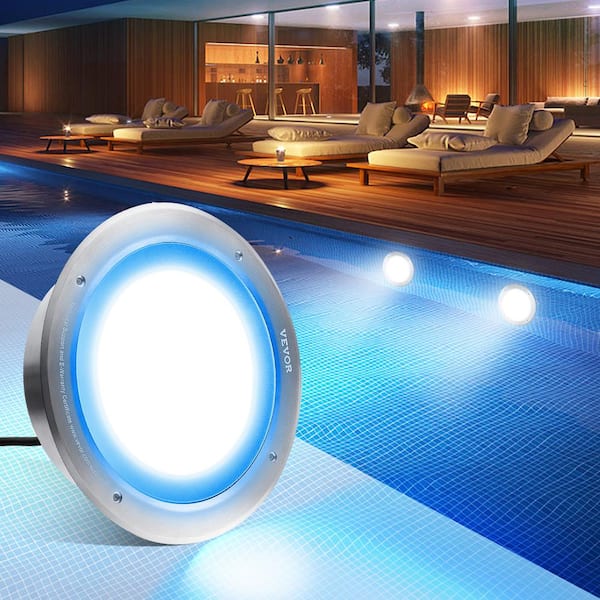 VEVOR 10 in. 40W 120V AC LED Pool Light with 50 ft. Cord Remote Control