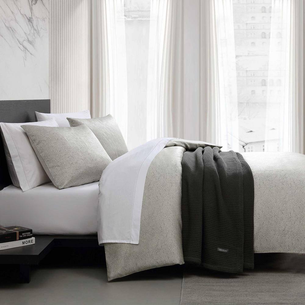 Gray Organic Cotton Queen Comforter Set with Reversible Design