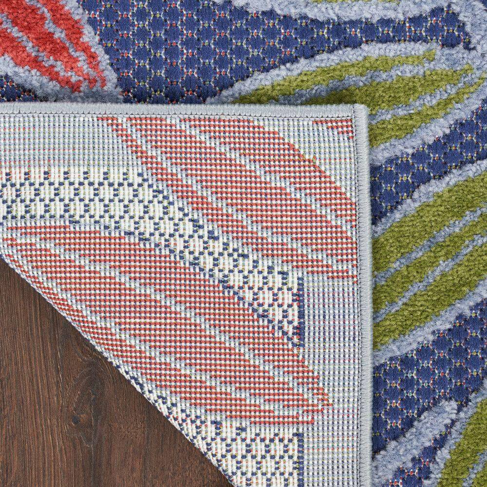 Navy Multicolor Floral Synthetic Rectangular 6' x 9' Rug