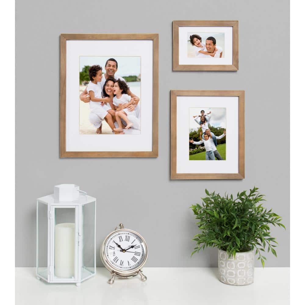 Rustic Brown Wood 12x15 Wall Gallery Frame Set, 11x14 matted to 8x10