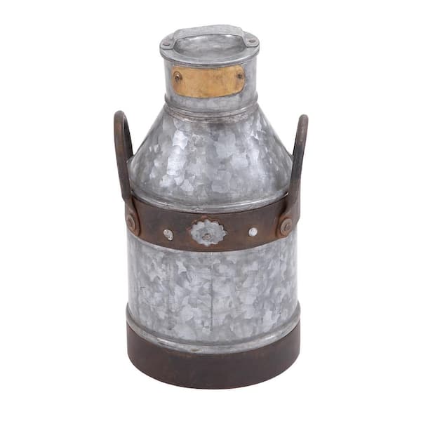 Litton Lane Grey Metal Farmhouse Decorative Jar