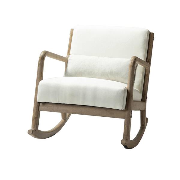 JAYDEN CREATION Celipe Ivory Rocking Chair with Lumbar Pillow