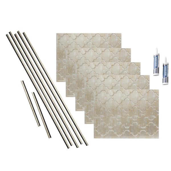 Monaco 18 in. x 24 in. Vintage Metal Vinyl Decorative Wall Tile Backsplash 15 sq. ft. Kit