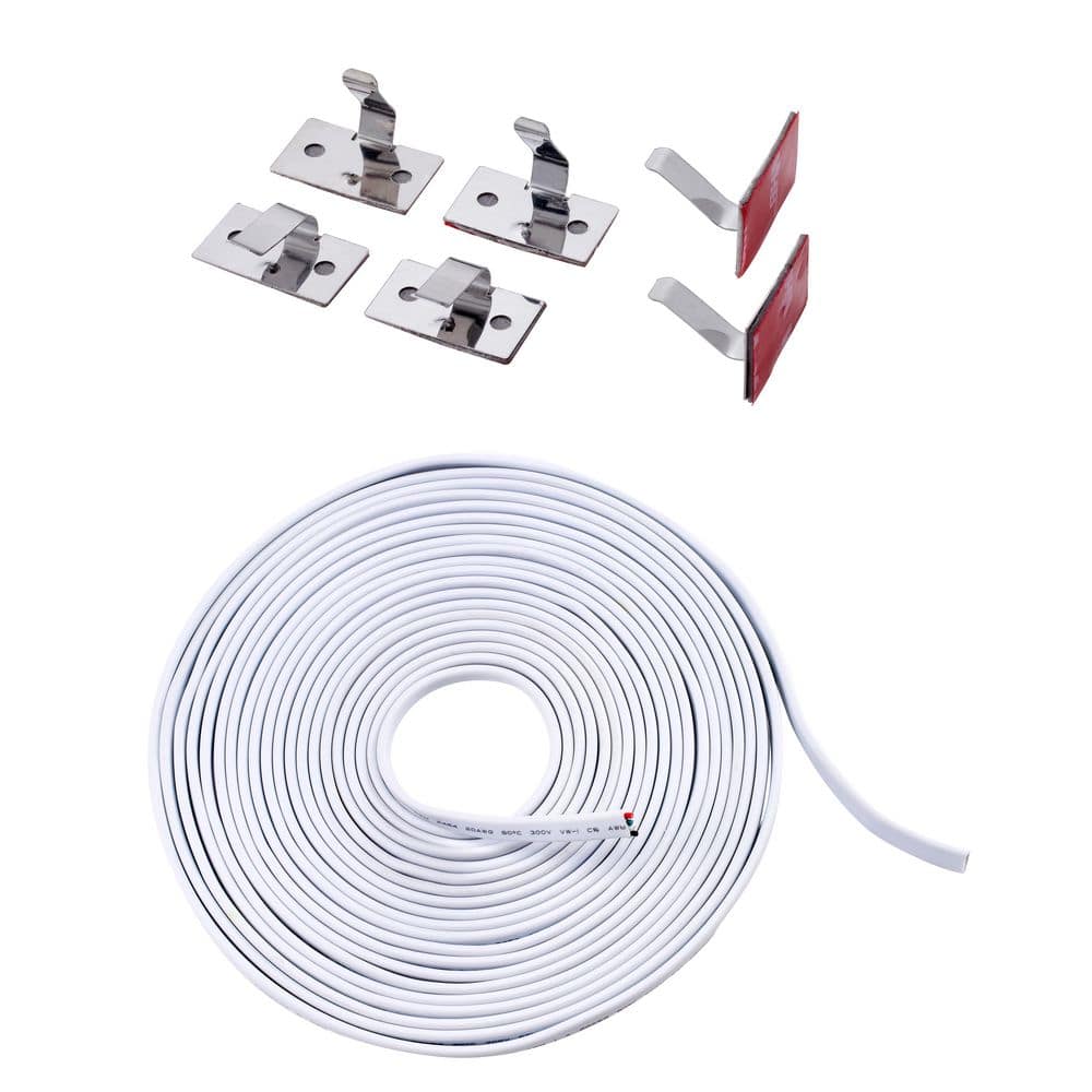 Push Wire White 25 ft. LED Connector Cord Jumper Wire for Under Cabinet Lighting, Flat 5/16 in. or 8mm Cable price history on PriceWatchPro
