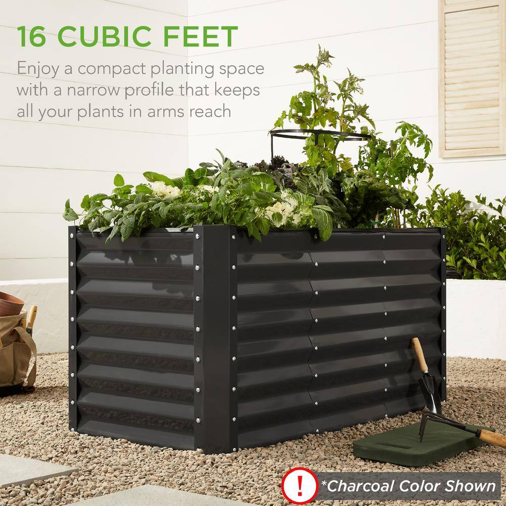 Sage Green 4x2x2ft Powder-Coated Steel Raised Garden Bed