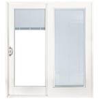 72 in. x 80 in. Smooth White Left-Hand Composite Sliding Patio Door with Low-E Built in Blinds