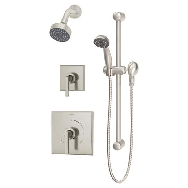 Symmons Duro 2-Handle Shower Faucet Trim Kit in Satin Nickel (Valve Not Included)