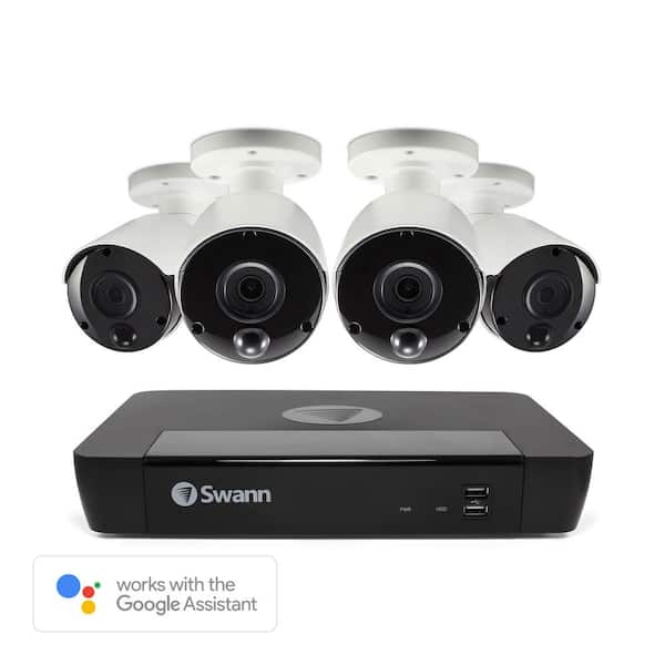 Swann 5MP Professional Series 8-Channel Network Video Recorder (up to 4K), 4x 5MP Bullet Cameras w/Audio, Google Voice Command