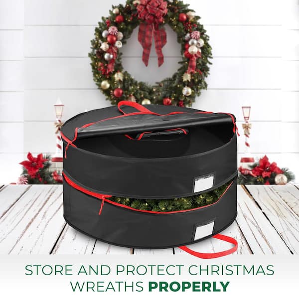 OSTO 6 in. Black 600D Polyester Holiday Ornament Storage Box with Trays  64-Ornaments OSD-116-tr-blk-H - The Home Depot