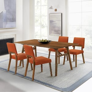 Channell 5-Piece Rectangle Wood Top Orange Dining Set