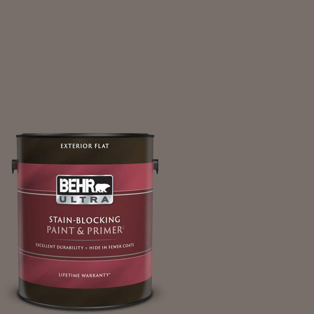 Behr Ultra 1 Gal Bnc 37 Gray Owl Flat Exterior Paint Primer 485301 The Home Depot