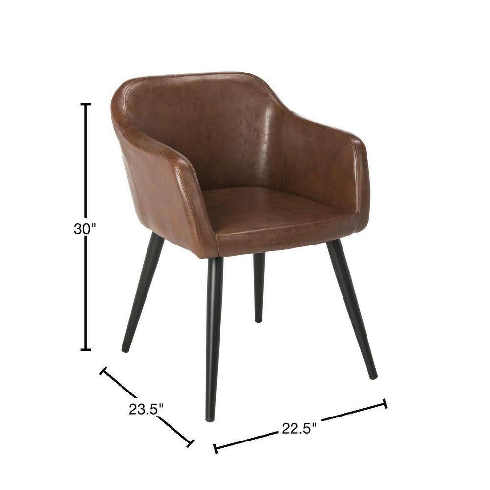 Brown Faux Leather Accent Chair with Black Legs
