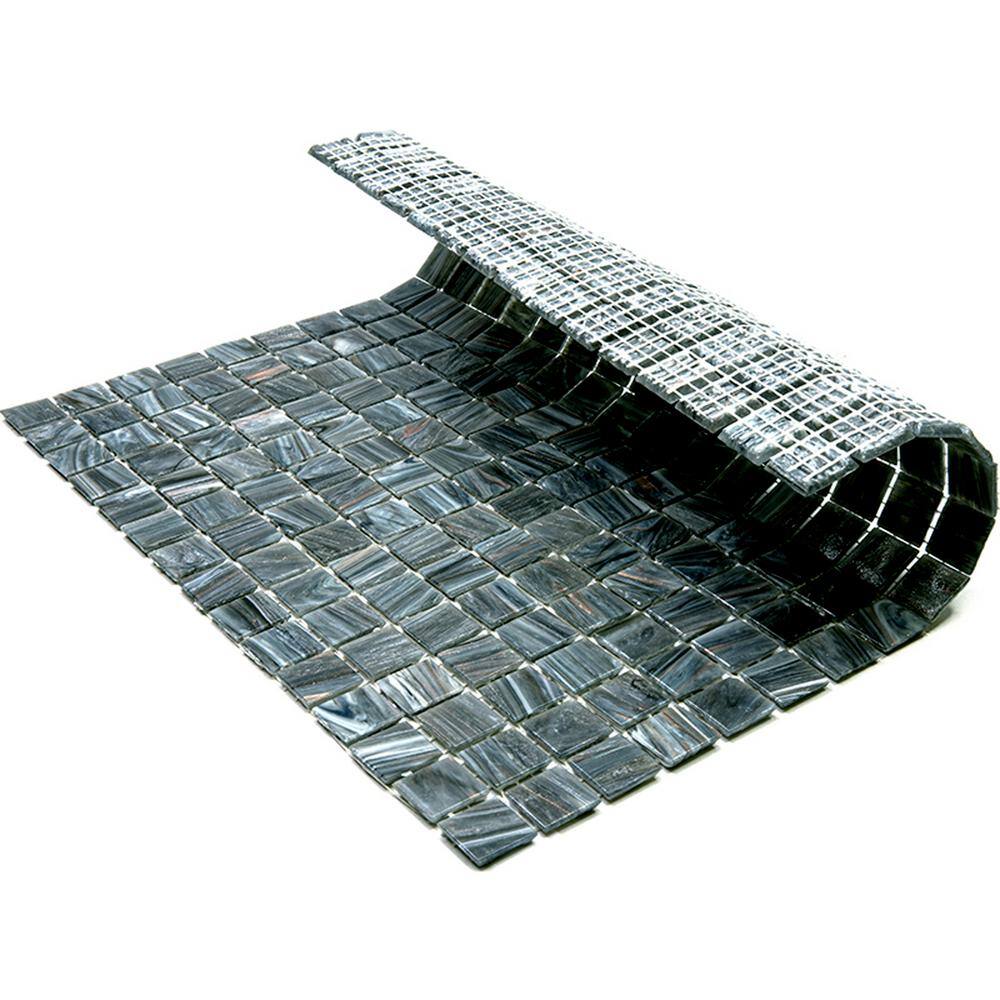 Celestial 12" x 12" Glossy Gray Glass Mosaic Tile