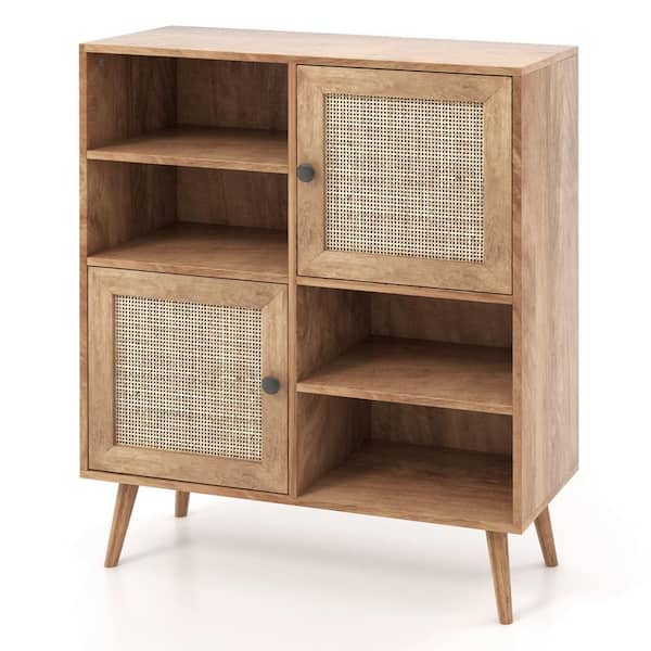 Costway Natural MDF 31.5 in. Buffet Sideboard Accent Storage