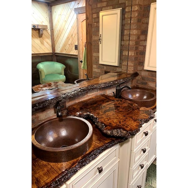 Small Round Skirted Hammered Copper Vessel Sink in Oil Rubbed Bronze