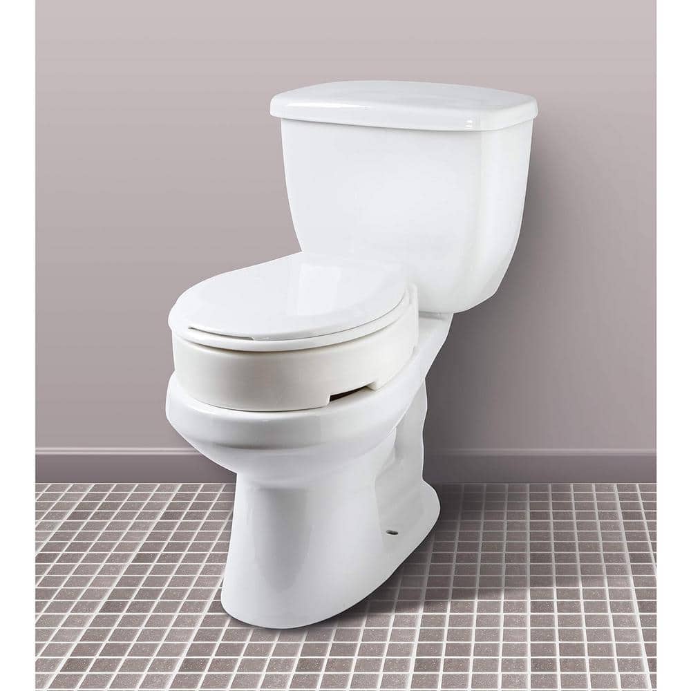 White Hinged Toilet Seat Riser with Adjustable Height