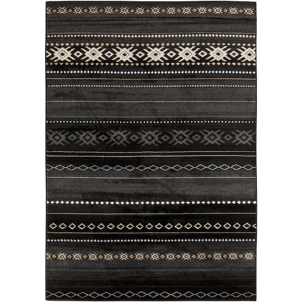 Livabliss Zuni Black 5 ft. x 8 ft. Indoor Area Rug