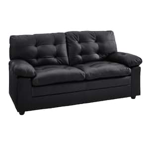 Grayson 71 in. Straight Arm 3-Seat Sofa in Black
